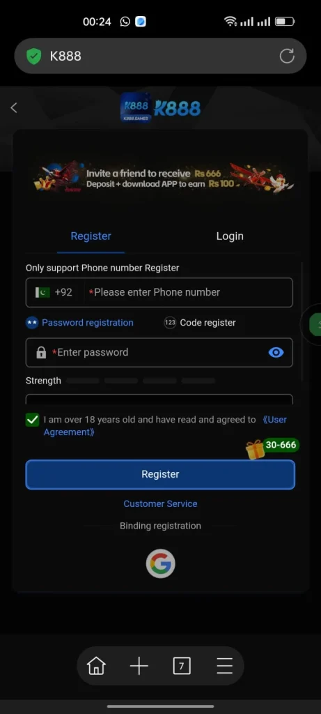 k888 register